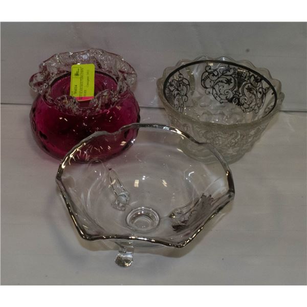 CRANBERRY GLASS MOUTHBLOWN CANDLE HOLDER