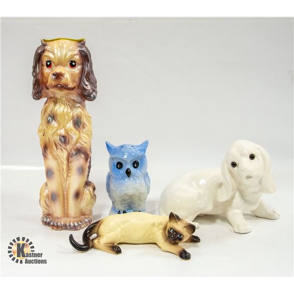 VINTAGE 13” CHALKWARE SPANIEL/8” SIAMESE