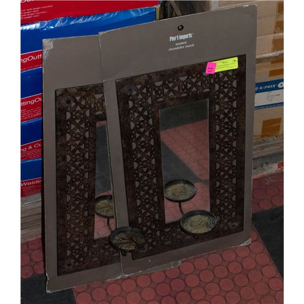 PAIR OF PIER 1 MIRROR/CANDLE HOLDERS MOROCCAN