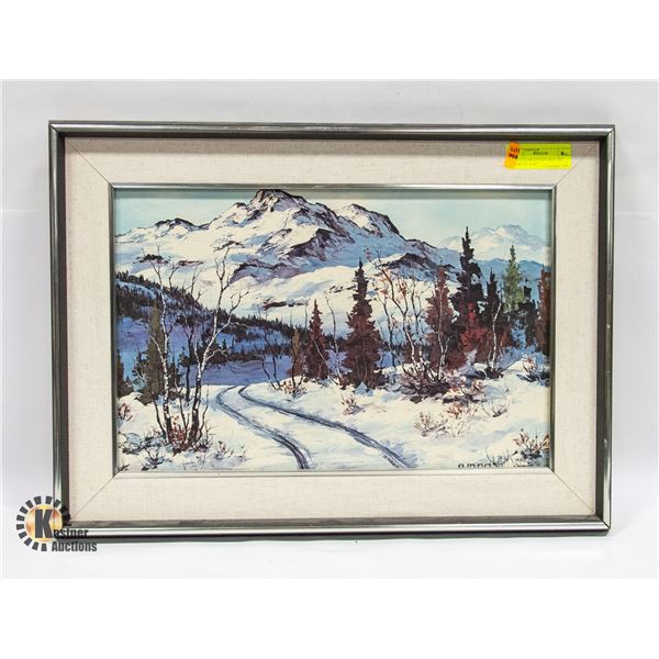 VINTAGE MOUNTAIN SIDE ART PRINT 22" X 16"
