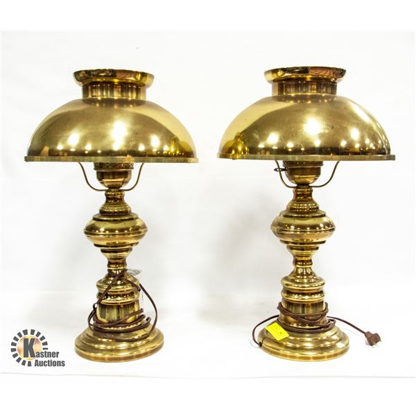 (2) VINTAGE LARGE BRASS TABLE LAMPS