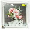 Image 1 : BRAND NEW SILVER FOIL ART “ LADY WITH FLOWERS”