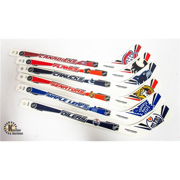 7 MINI HOCKEY STICKS VARIOUS CANADIAN TEAMS