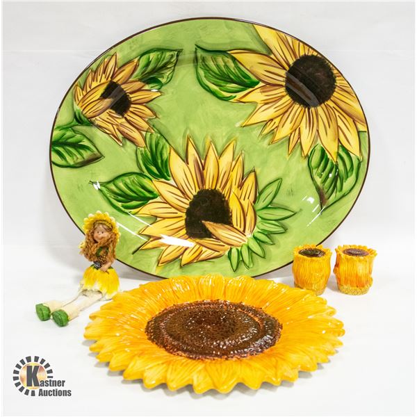 COLLECTION OF SUNFLOWER SERVING ITEMS