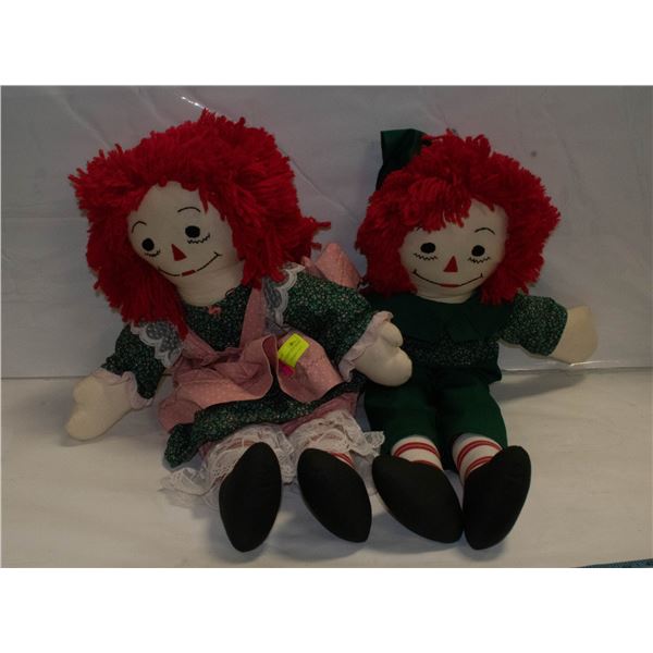 VINTAGE RAGGEDY ANN AND ANDY DOLLS 24” TALL