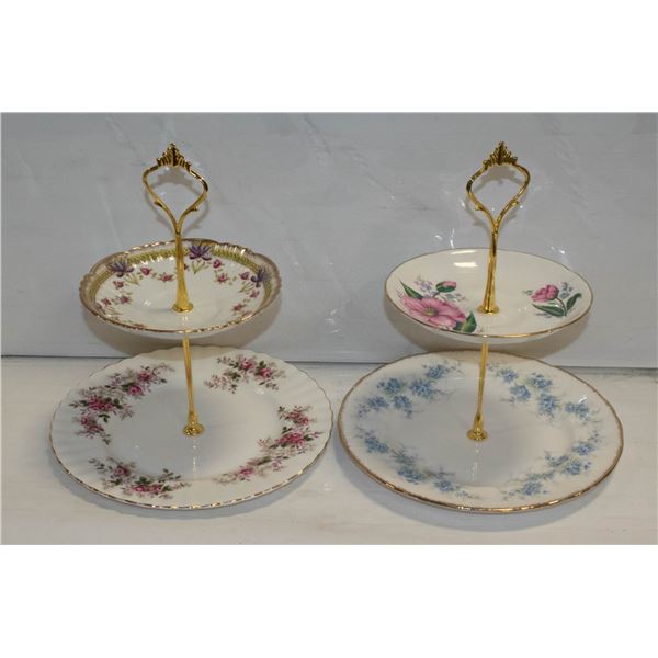 TWO ENGLISH CHINA TIDBIT TRAYS