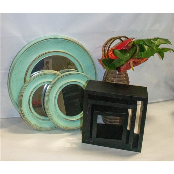 6 PC HANDING WALL ART/SHELVING AND CENTERPIECE