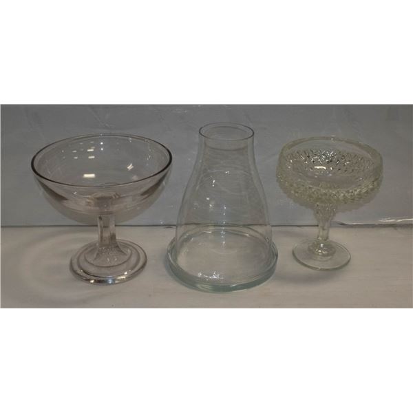 3 PC OF GLASS WARE AND CYRSTAL