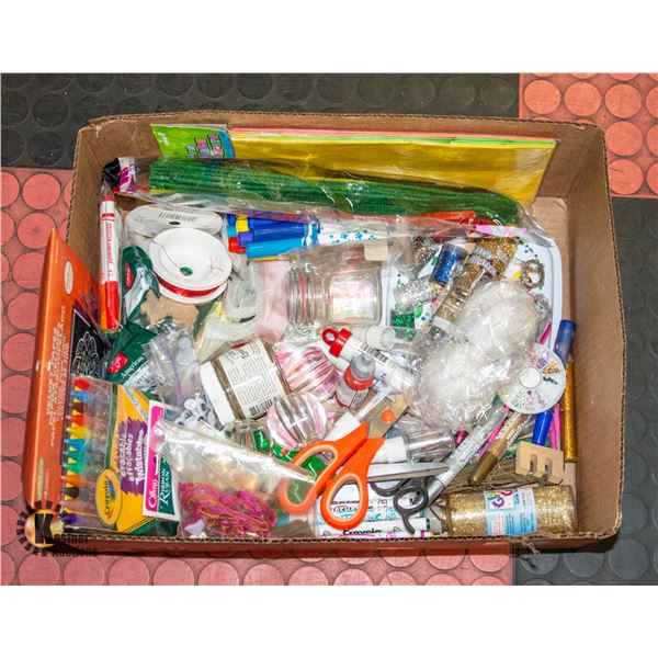BOX FULL OF ARTS & CRAFTS SUPPLIES INCL.