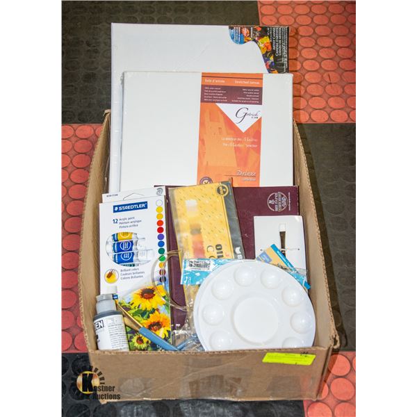 BOX WITH ART SUPPLIES INCL. STAEDTLER
