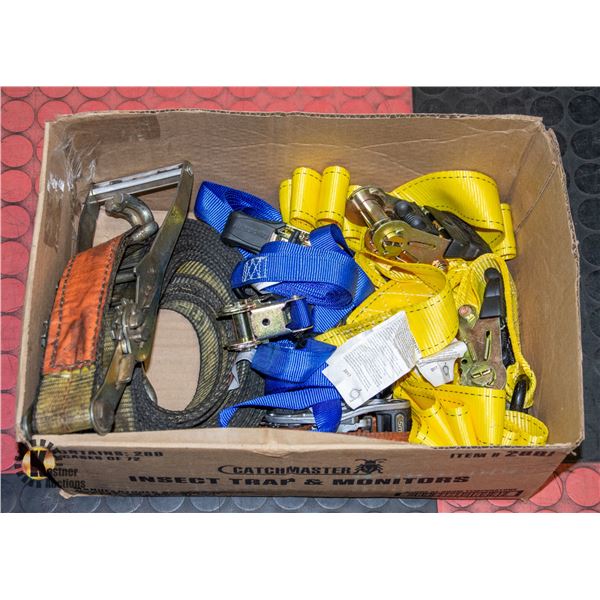 BOX WITH NEW AND USED TIE-DOWN RATCHET
