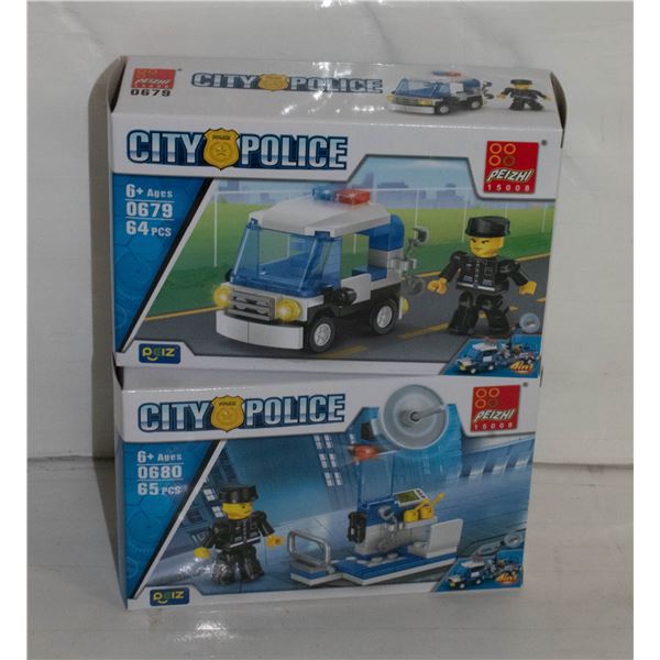 2 NEW SEALED CITY POLICE LEGO-STYLE BUILDING KITS