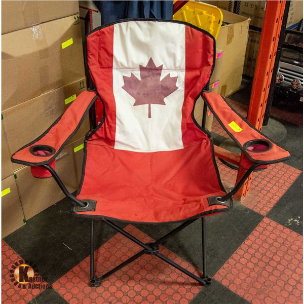 RED+WHITE CANADA FOLDING LAWN CHAIR