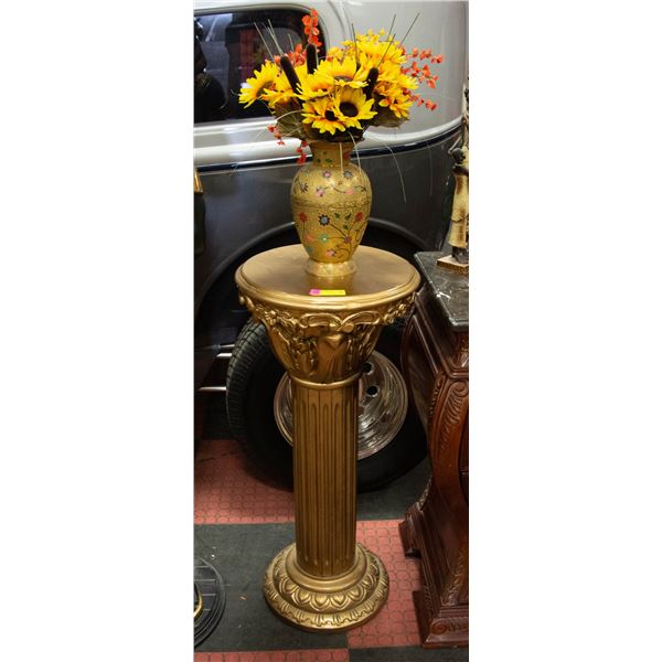 GOLD TONE PEDESTAL PLANT STAND