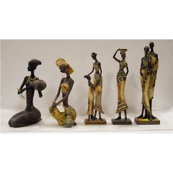 5 AFRICAN WOMAN STATUES