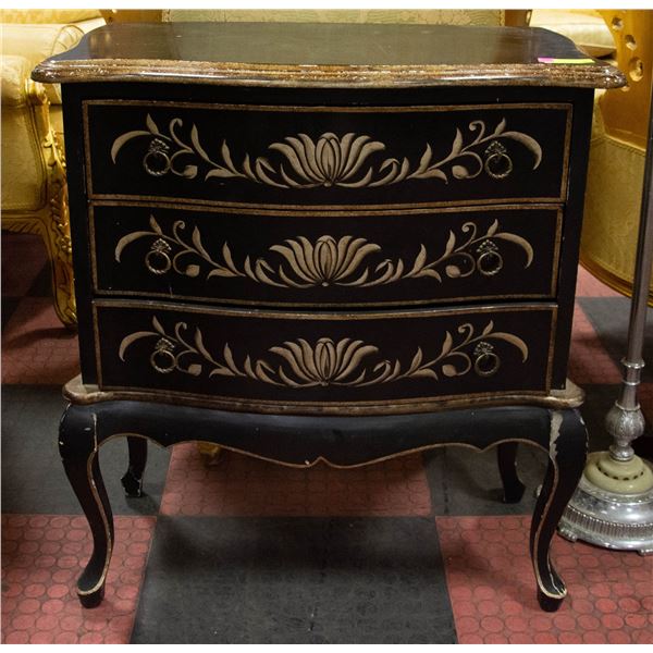 ORNATE BLACK 3 DRAWER DRESSER