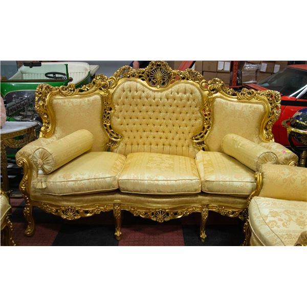 GOLD TONE SITTING ROOM 3 SEAT SOFA