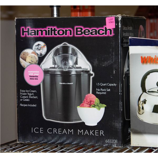 HAMILTON BEACH 1.5QT ICE CREAM FROZEN YOGURT MAKER