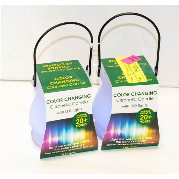 2 COLOR CHANGING LED CITRONELLA CANDLES 20+ HRS
