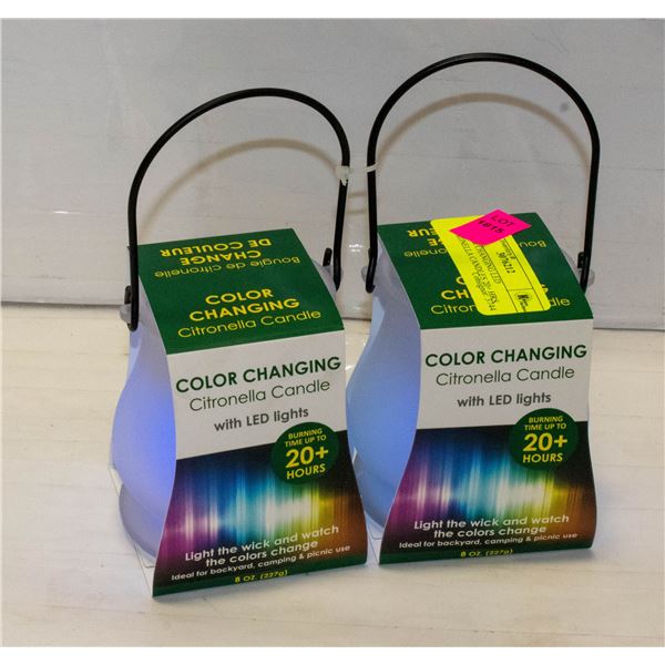 2 COLOR CHANGING LED CITRONELLA CANDLES 20+ HRS