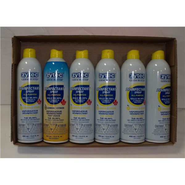 6 CANS OF GERM BUSTER DISINFECTANT SPRAY