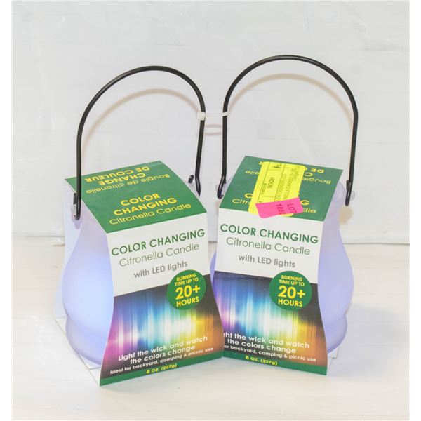 2 COLOR CHANGING LED CITRONELLA CANDLES 20+ HRS