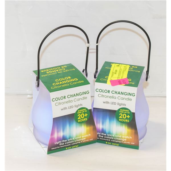 2 COLOR CHANGING LED CITRONELLA CANDLES 20+ HRS