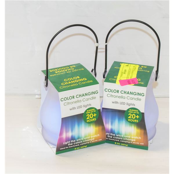 2 COLOR CHANGING LED CITRONELLA CANDLES 20+ HRS