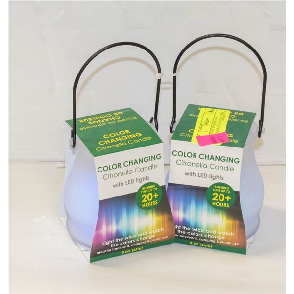 2 COLOR CHANGING LED CITRONELLA CANDLES 20+ HRS
