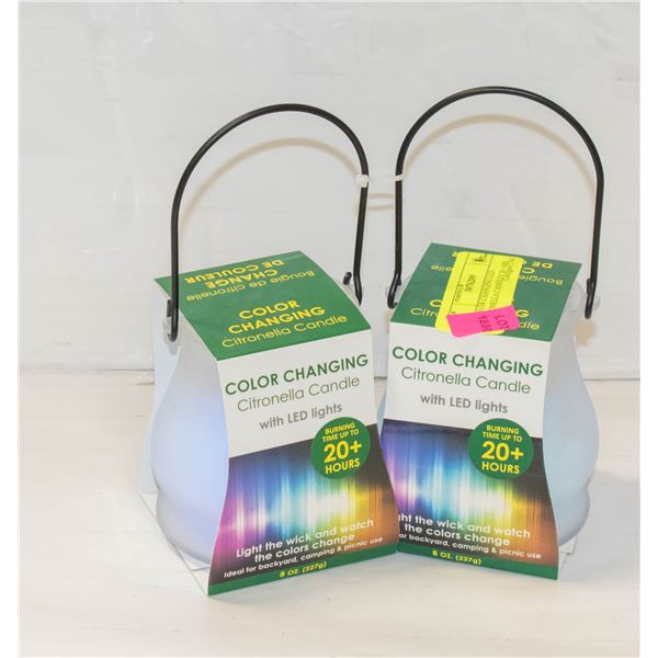 2 COLOR CHANGING LED CITRONELLA CANDLES 20+ HRS