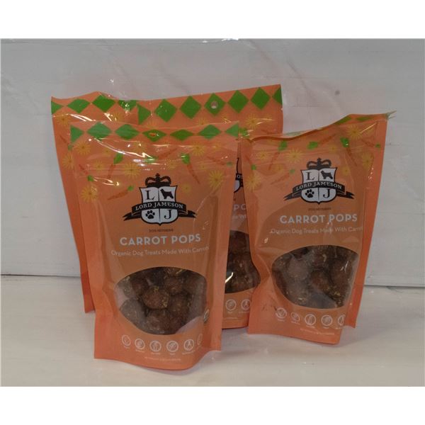 4 PACKS OF ORGANIC DOG TREATS CARROT POPS BB