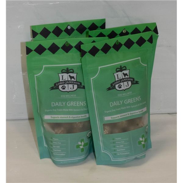 4 PACKS OF ORGANIC DOG TREATS DAILY GREENS BB