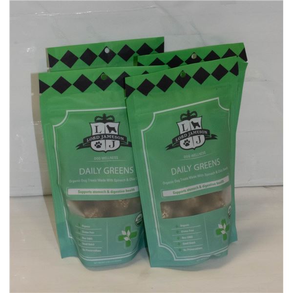 4 PACKS OF ORGANIC DOG TREATS DAILY GREENS BB