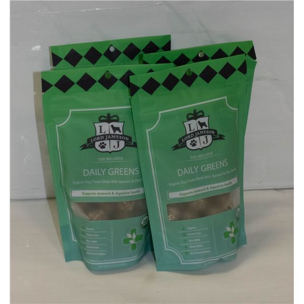 4 PACKS OF ORGANIC DOG TREATS DAILY GREENS BB