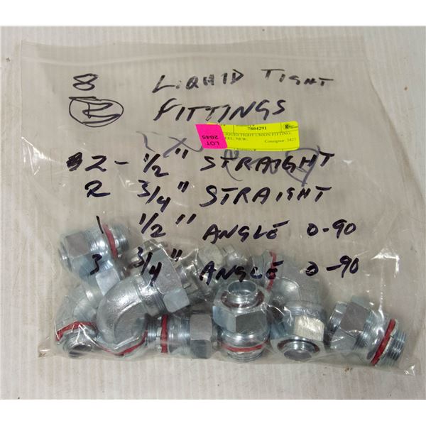 8 LIQUID TIGHT UNION FITTING; STEEL; NEW;