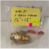 Image 1 : 1 NEW 1/4 TURN BALL VALVE; BRASS; 1 1/2" x 1 1/2"