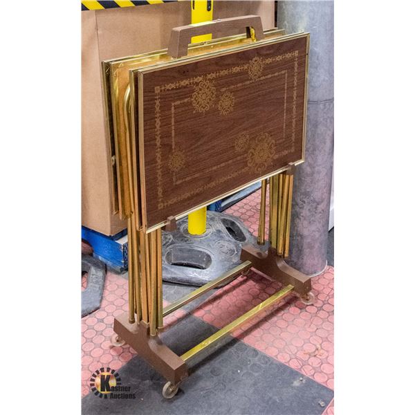 5 PIECE VINTAGE TV TRAY SET