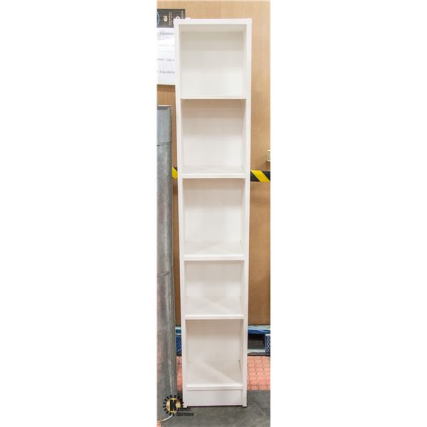 WHITE WOODEN 5 TIER SHELF 59-1/2" X 8" X 10-1/2"