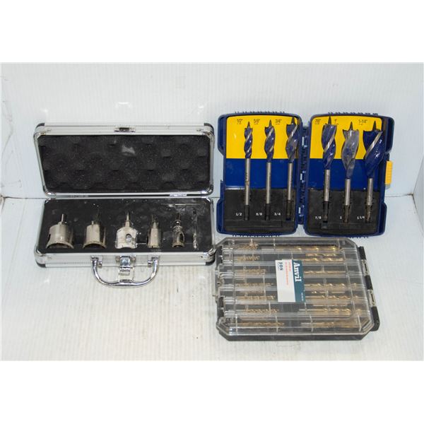 3 PARTIAL & FULL SETS OF WOOD AUGERS & DRILL BITS