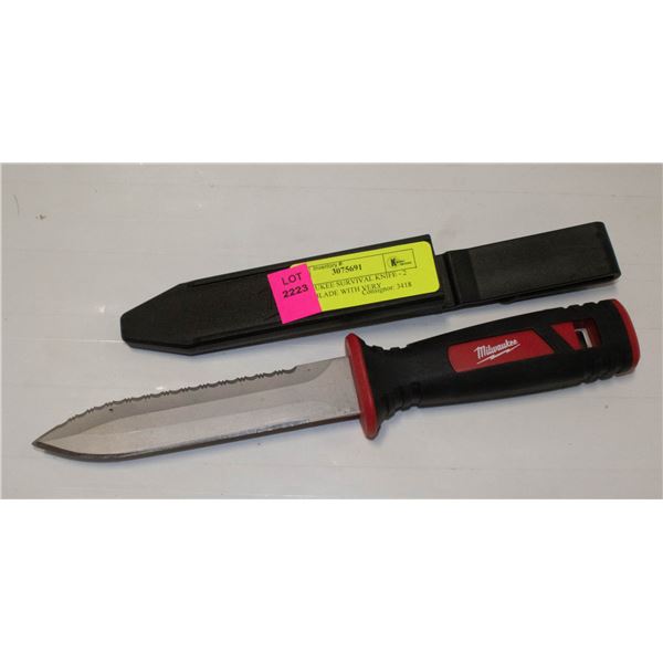MILWAUKEE SURVIVAL KNIFE - 2 SIDED BLADE WITH