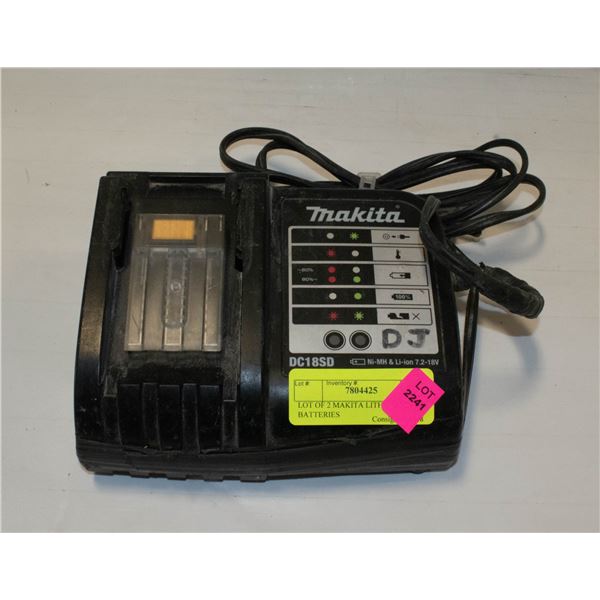 LOT OF 2 MAKITA LITHIUM ION 18V BATTERIES