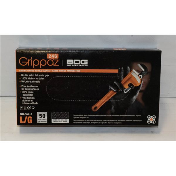 GRIPPAZ BDG DISPOSABLE GLOVES SIZE L/G