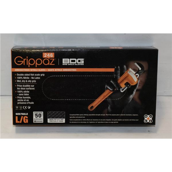 GRIPPAZ BDG DISPOSABLE GLOVES SIZE L/G