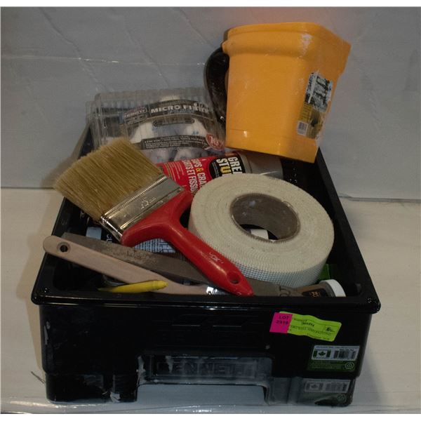 TUB OF DRYWALL AND PAINTING SUPPLIES
