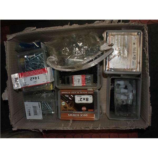 LARGE BOX OF NAILS, BOLTS AND SCREWS