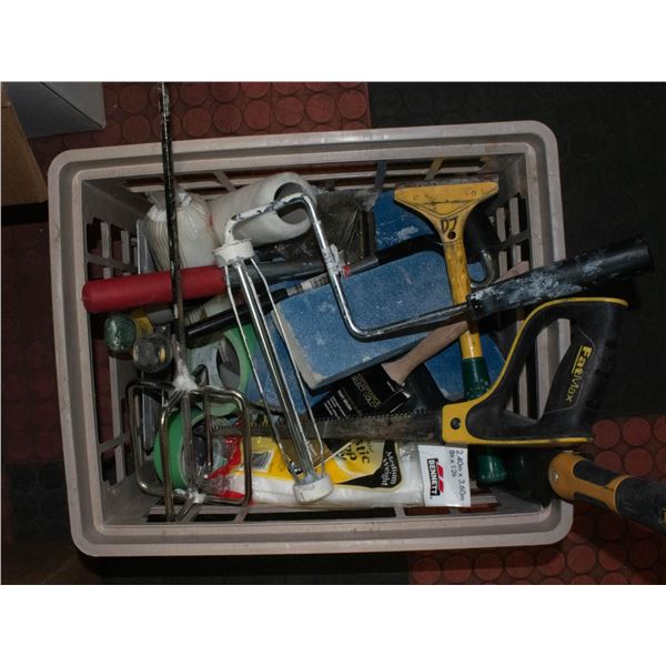 BIN OF PAINTING AND DRYWALL ITEMS
