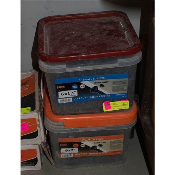 2 BUCKETS OF DRYWALL SCREWS 6X 1-1/4 & 6" X 2"