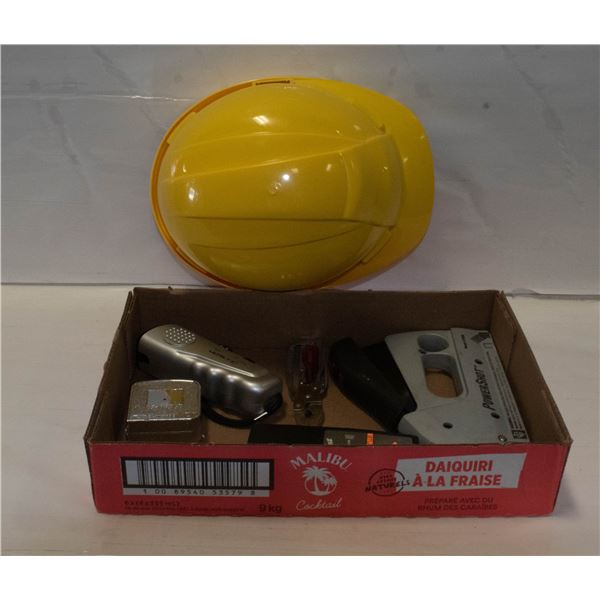 FLAT OF TOOLS INCLUDING STUD SENSOR AND POWER