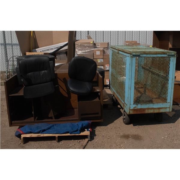 LARGE LOT WITH 7 TIRES 2 DESKS AND 1 HEAVY DUTY