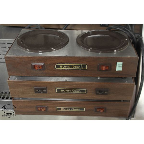 LOT OF 3 BUNN 2-BURNER CARAFE WARMER
